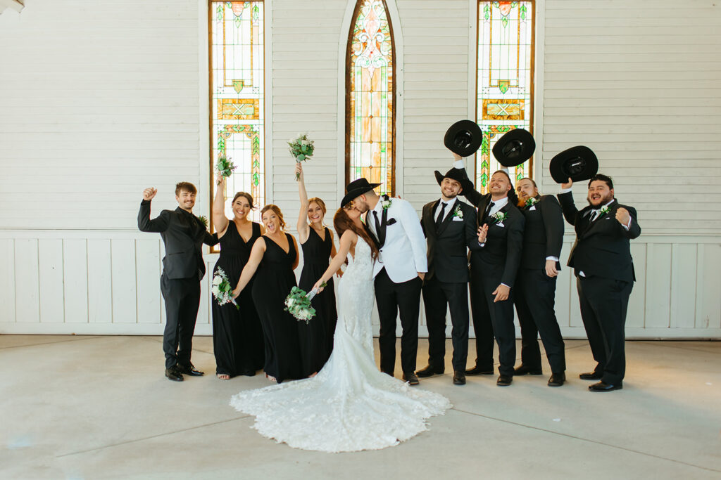 wedding party in the chapel