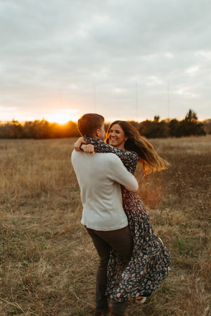 Soft, natural light enhances the romance in this engagement photoshoot, preserving a beautiful moment.