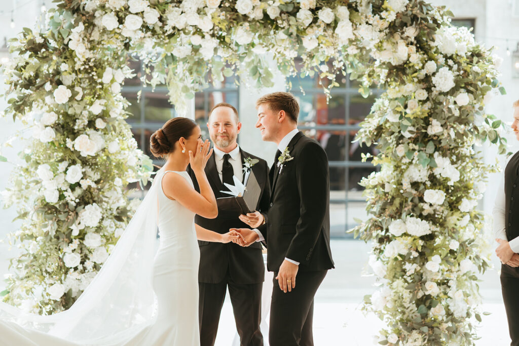 A brick and mortar venue wedding ceremony