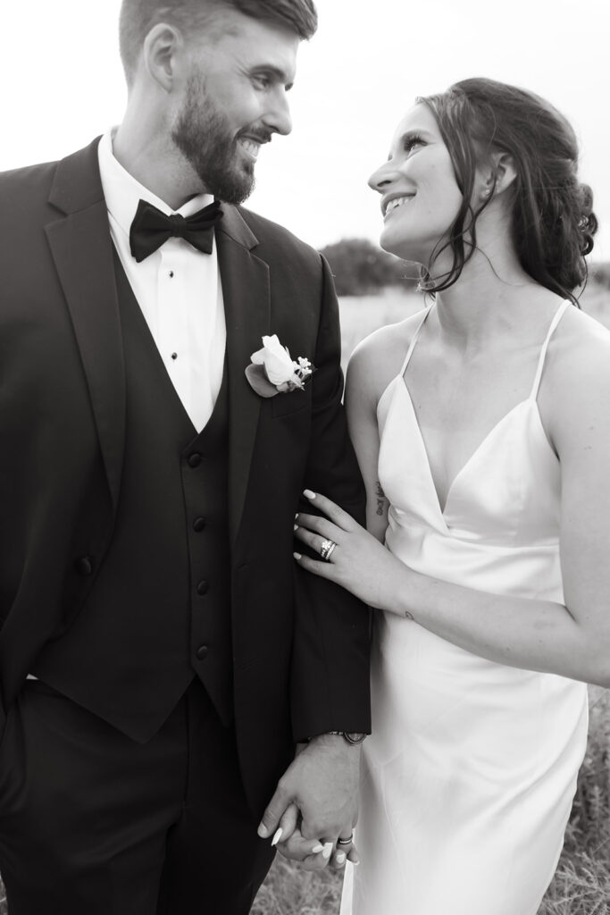 Black and white bridal portraits in Wichita, Kansas