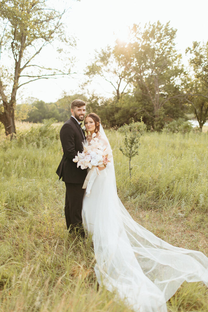 Sunset bridal portraits in Wichita, Kansas