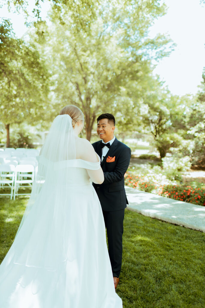 Bride and groom portraits at Botanica WIchita