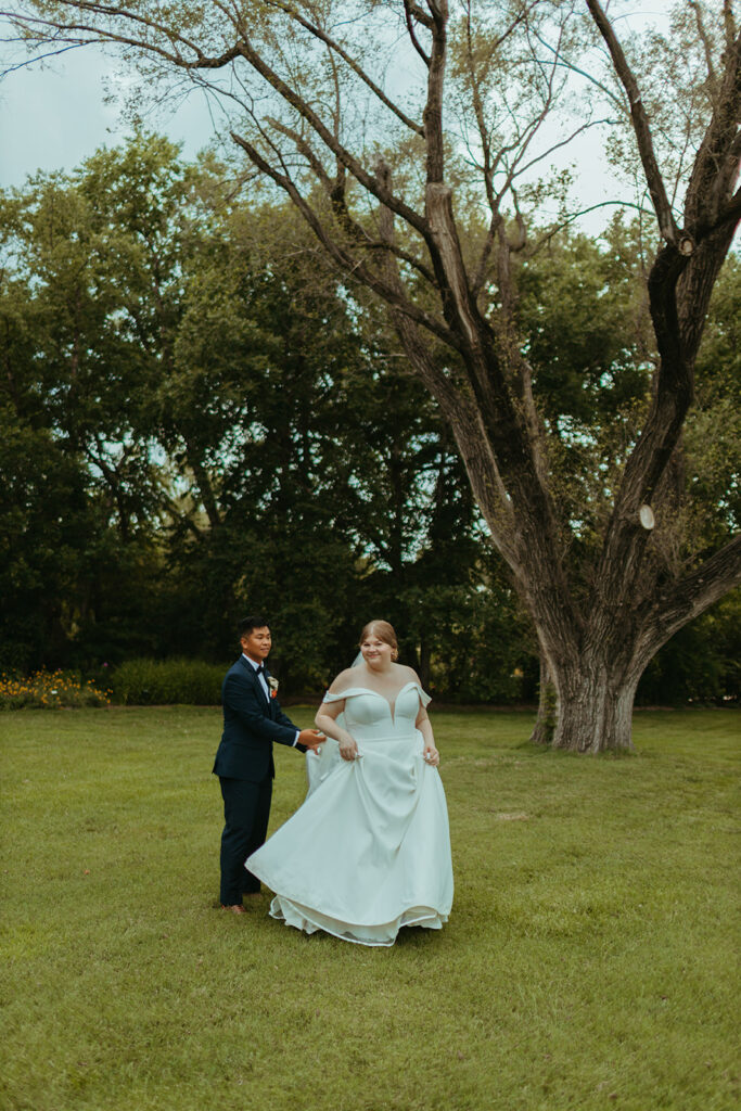 Bride and groom portraits at Botanica WIchita