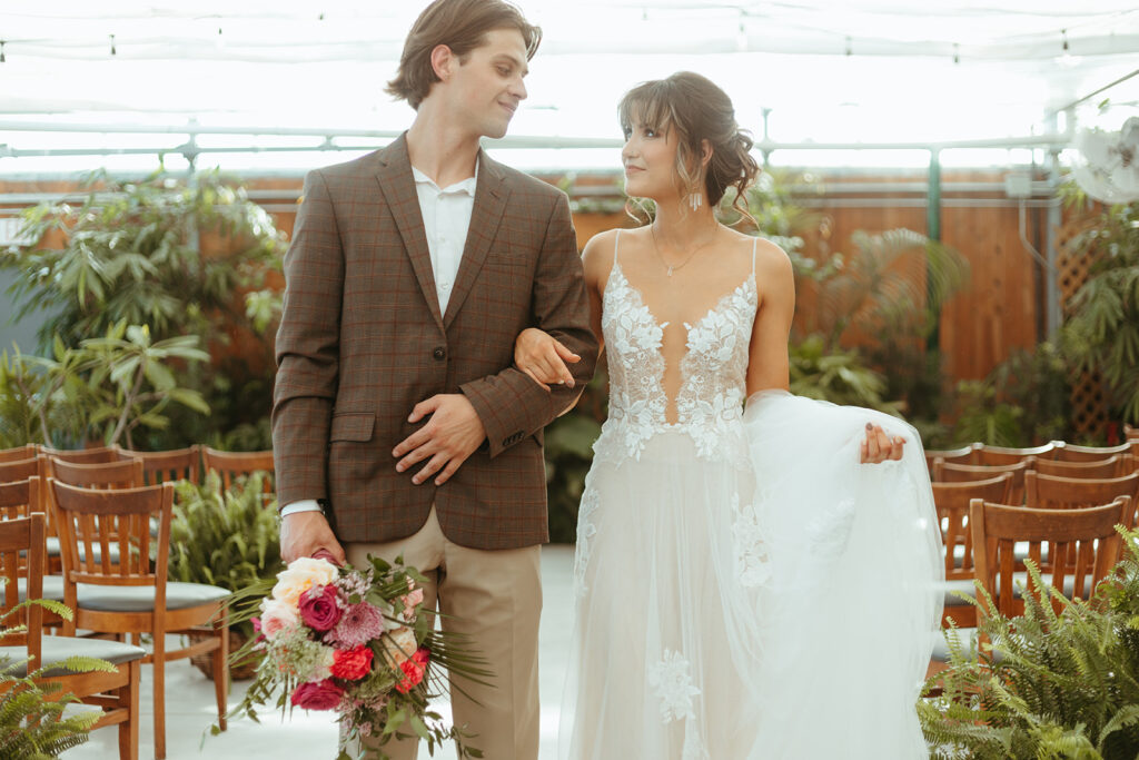 Greenhouse venue wedding portraits