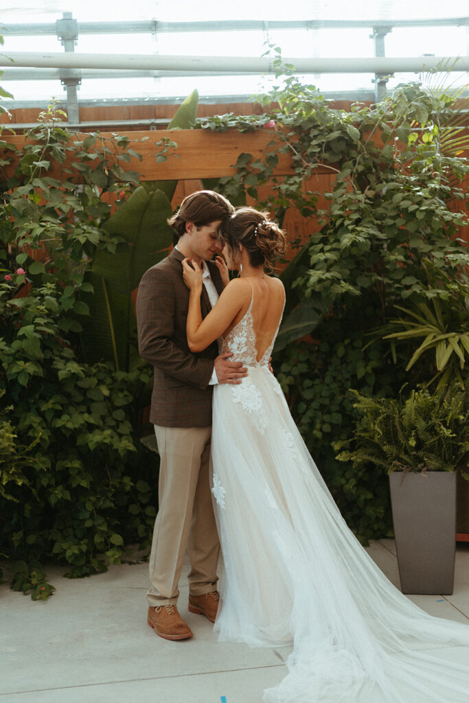 Greenhouse venue wedding portraits