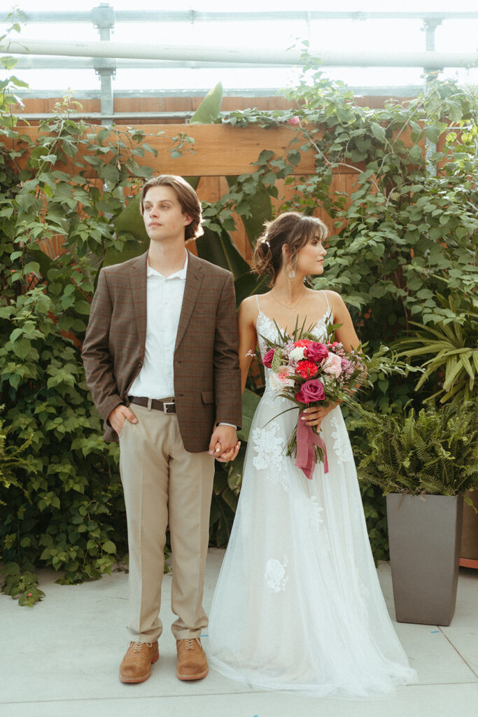 Greenhouse venue wedding portraits