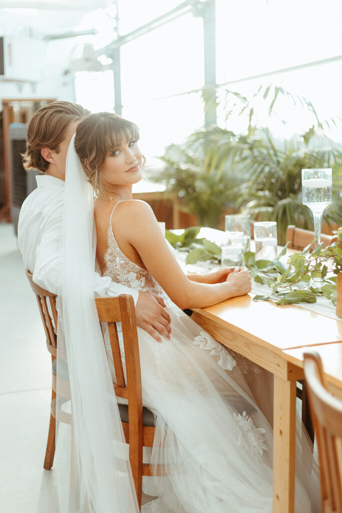 Greenhouse venue wedding portraits