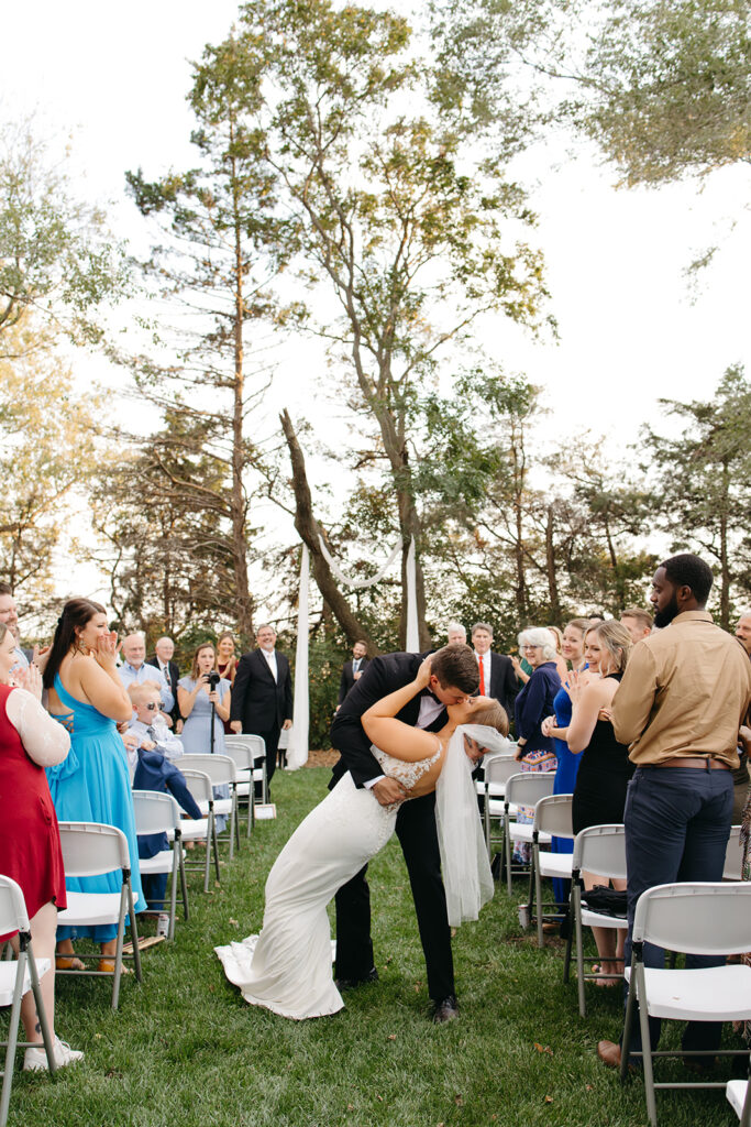 An outdoor backyard wedding ceremony near Wichita, Kansas