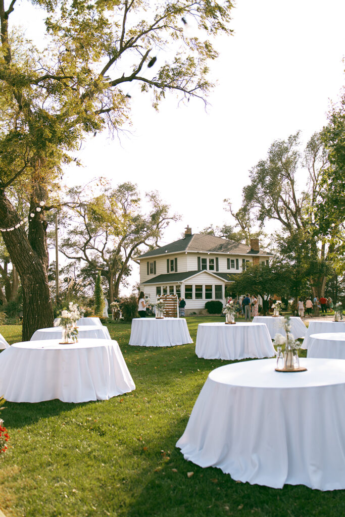 Outdoor backyard wedding reception setup